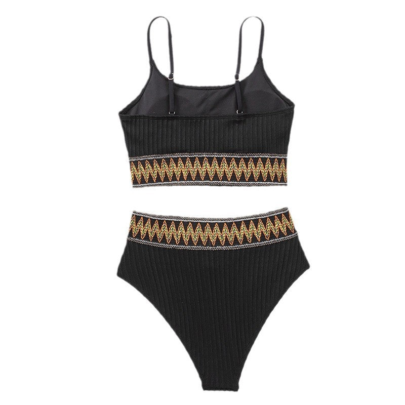 Ladies Bikini Set with elegant ribbed structure and contrasting borders Mune Fashion