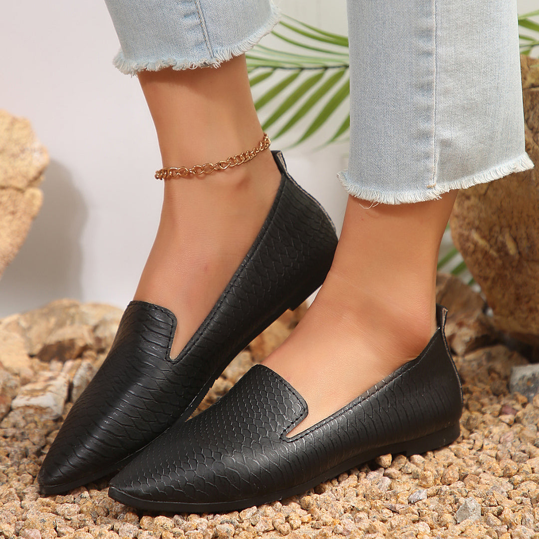 Ladies nan flexible wedge loafers with croco embossing and pointed toe Mune Fashion