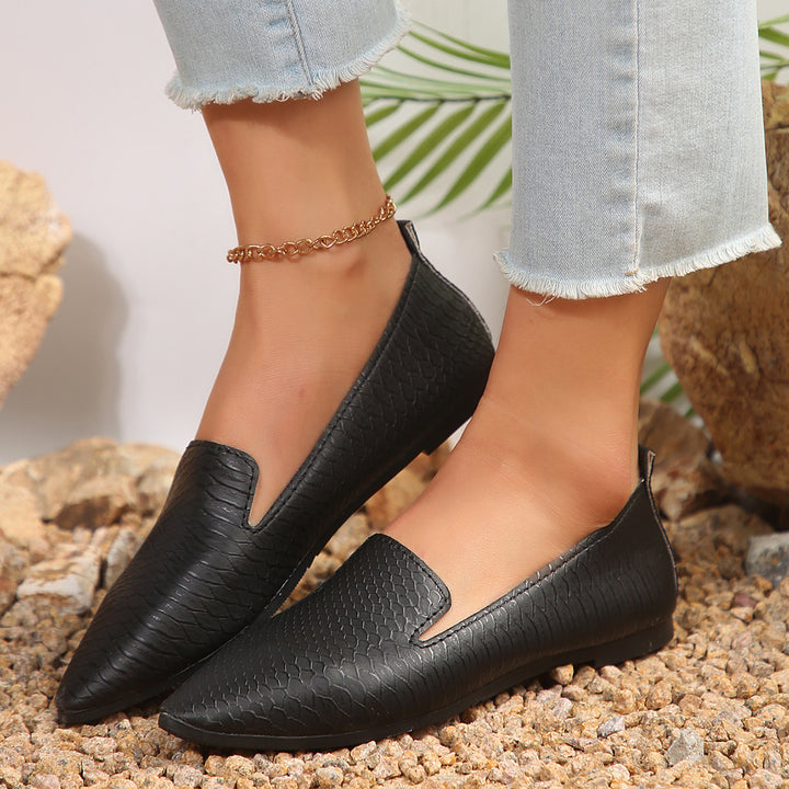 Ladies nan flexible wedge loafers with croco embossing and pointed toe Mune Fashion