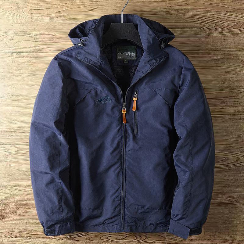 Men's Breathable Water-Repellent Outdoor Jacket with Hood and Zipper Mune Fashion