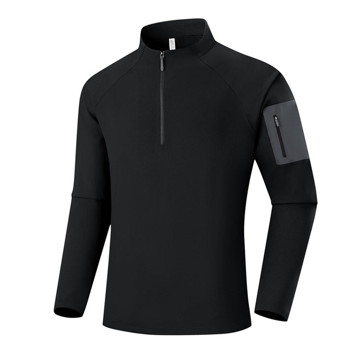Men's Breathable Functional Long Sleeve Shirt with Stand Collar, 1/4 Zipper and Sleeve Utility Pocket Mune Fashion