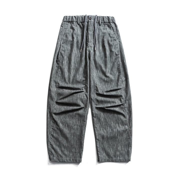 Men's wide cord trousers in workwear look with elastic waistband, drawstring and knee pleats Mune Fashion
