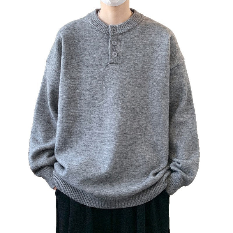 Men's Comfortable Knit Sweater with Button Placket Mune Fashion 1787799372