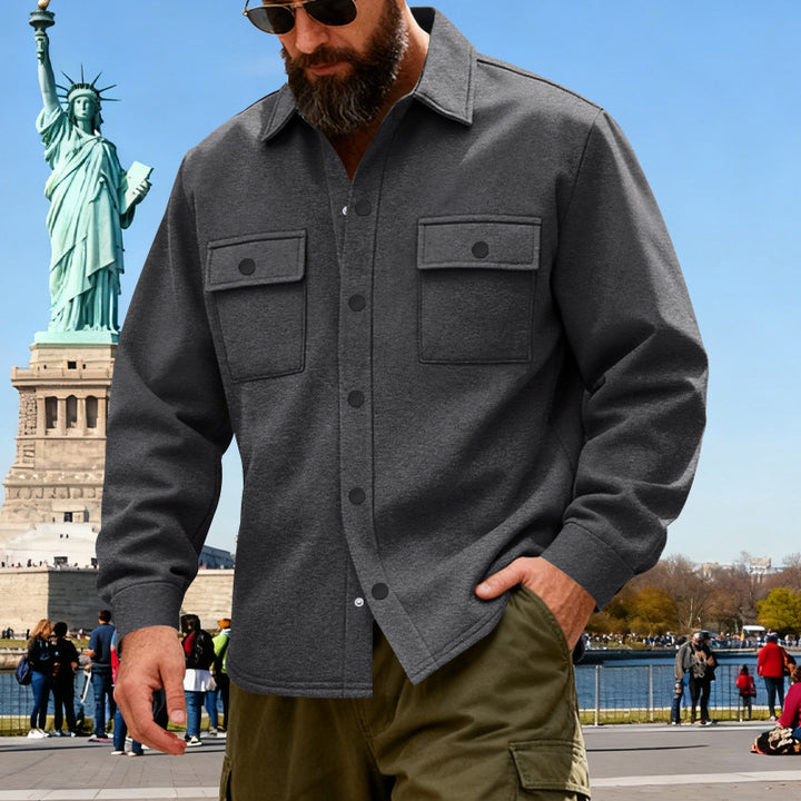 Men's casual shirt jacket made of cotton blend with applied chest pockets Mune Fashion