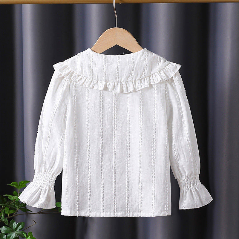 Girl blouse with ruffle details and broderie anglaise Mune Fashion