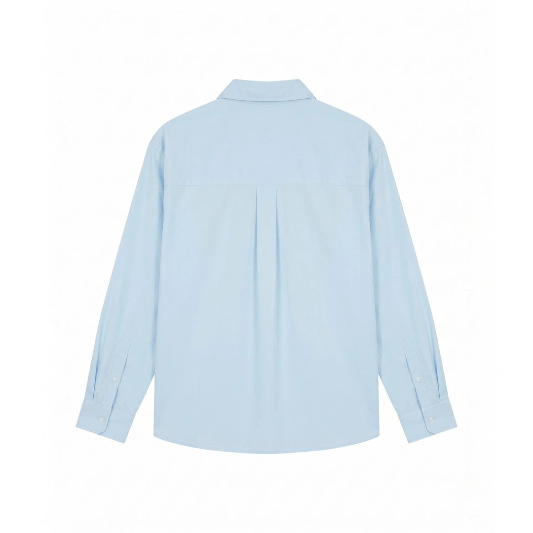 Men's Oversized Shirt with Embroidered Chest Patch and Kent Collar Mune Fashion