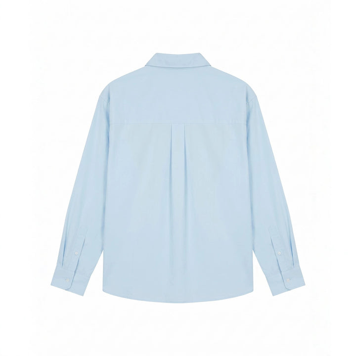 Men's Oversized Shirt with Embroidered Chest Patch and Kent Collar Mune Fashion