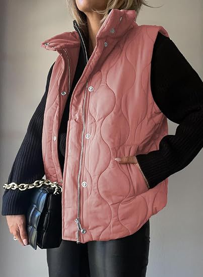 Women's Functional Padded Vest with High Stand-Up Collar, Zipper and Side Pockets Mune Fashion