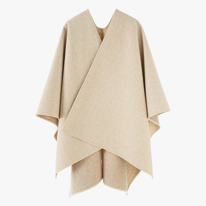 Women Oversized-Cape Poncho with Wrap Look and V-Neck Mune Fashion