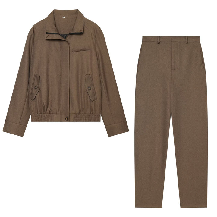 Women's high-waisted tapered wool-look fabric trousers with crease and slim ankle fit Mune Fashion