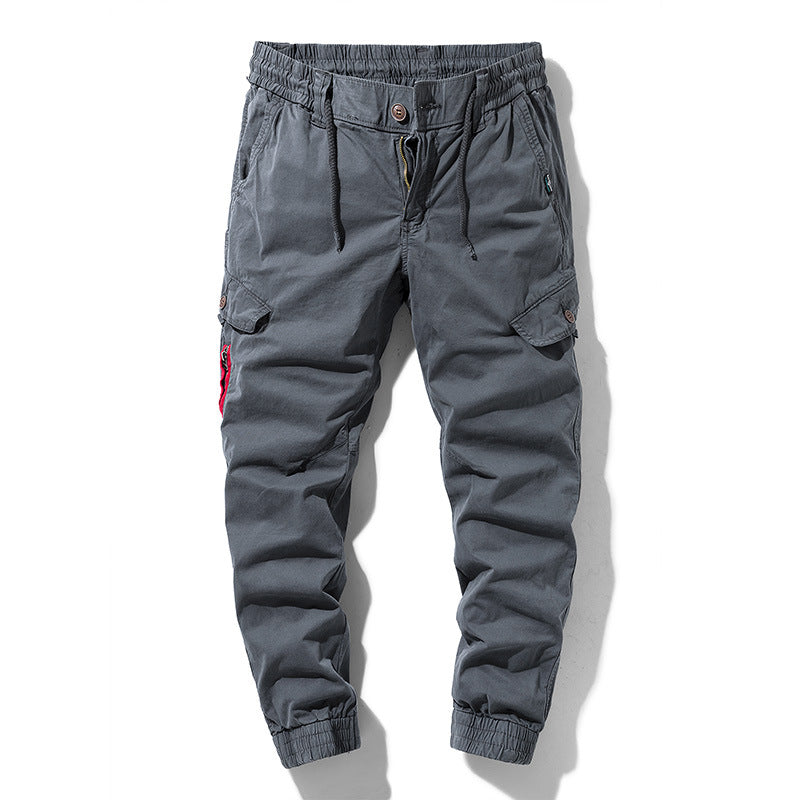 Men's Military-Influenced Cargo Jogger with Elastic Comfort Waistband and Contrast Zipper Mune Fashion