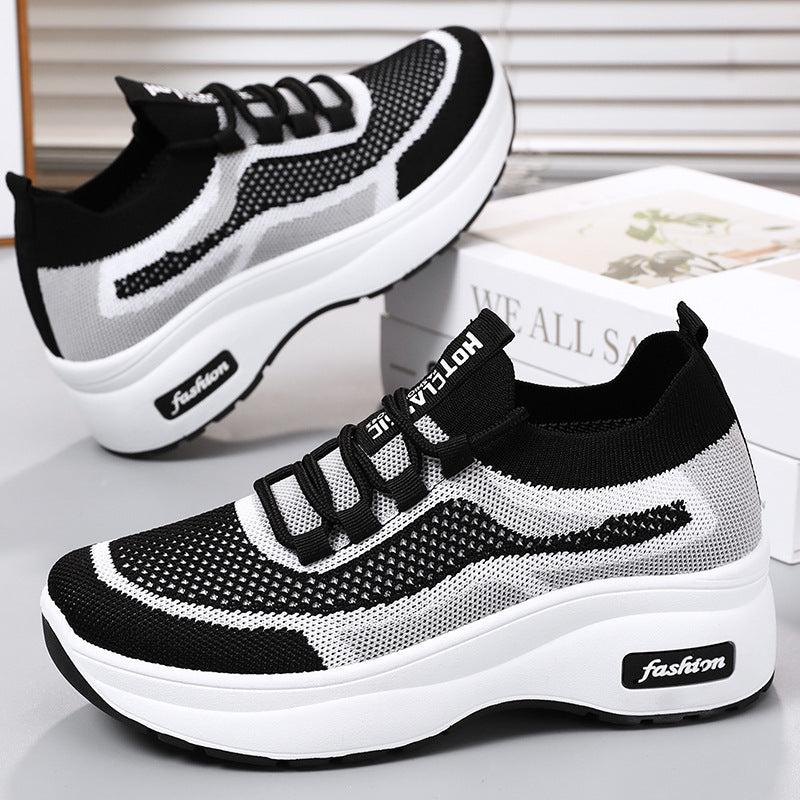 Women Sporty Sneakers with Breathable Knit Surface and Flexible Sole Mune Fashion