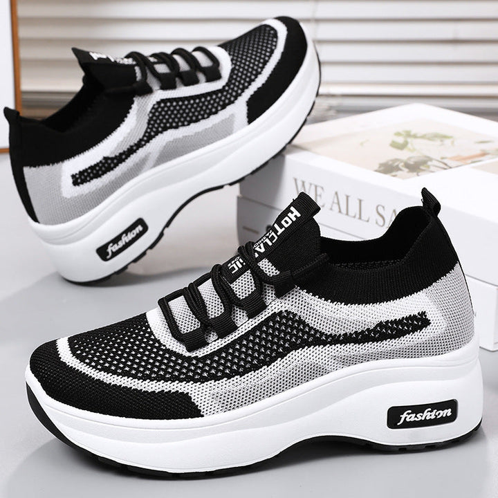 Women Sporty Sneakers with Breathable Knit Surface and Flexible Sole Mune Fashion