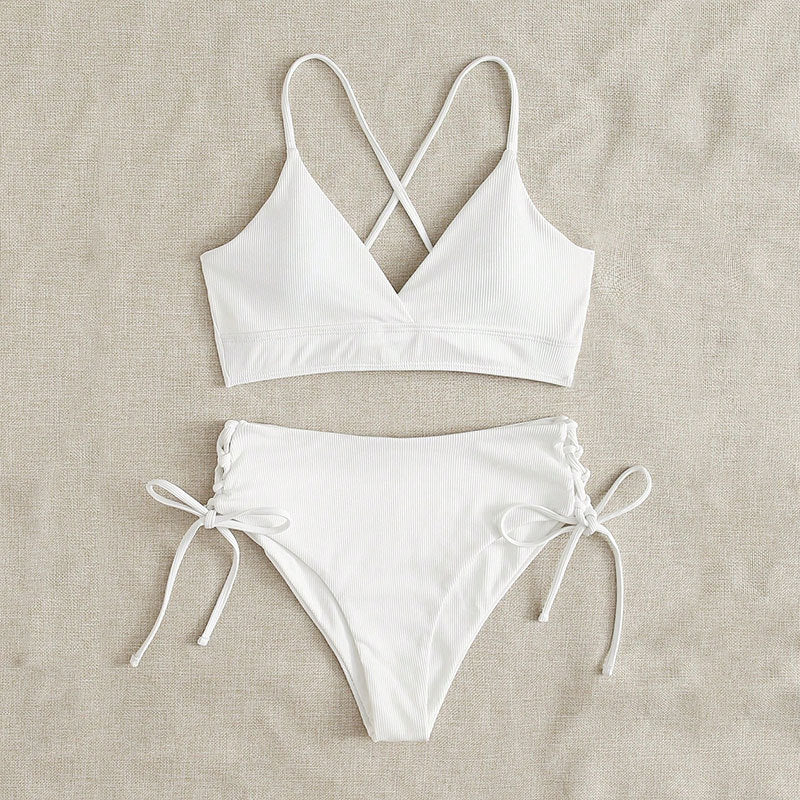 Women's High-Waisted Bikini with Adjustable Lacing Details Mune Fashion
