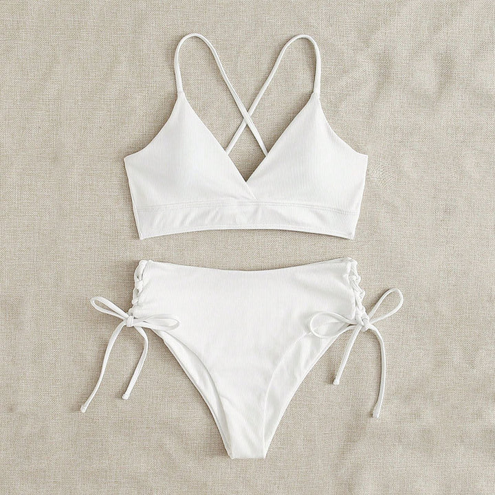 Women's High-Waisted Bikini with Adjustable Lacing Details Mune Fashion