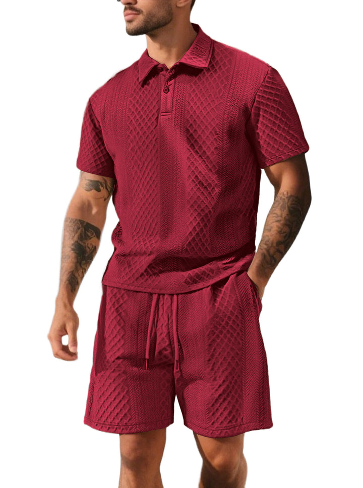 Men's structured polo shirt and bermuda shorts set made of quilted cotton blend Mune Fashion