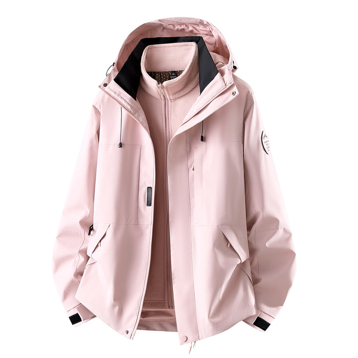 Women's three-piece waterproof outdoor jacket with removable fleece inner layer Mune Fashion