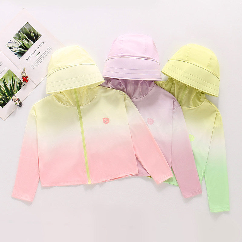 Women nan ultralight sun protection hoodie with ombre gradient and short cut Mune Fashion
