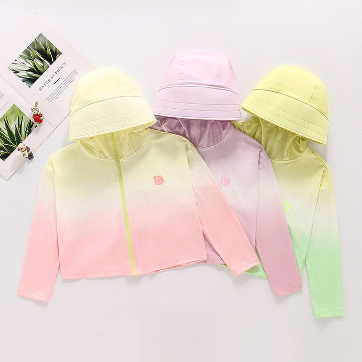Women nan ultralight sun protection hoodie with ombre gradient and short cut Mune Fashion