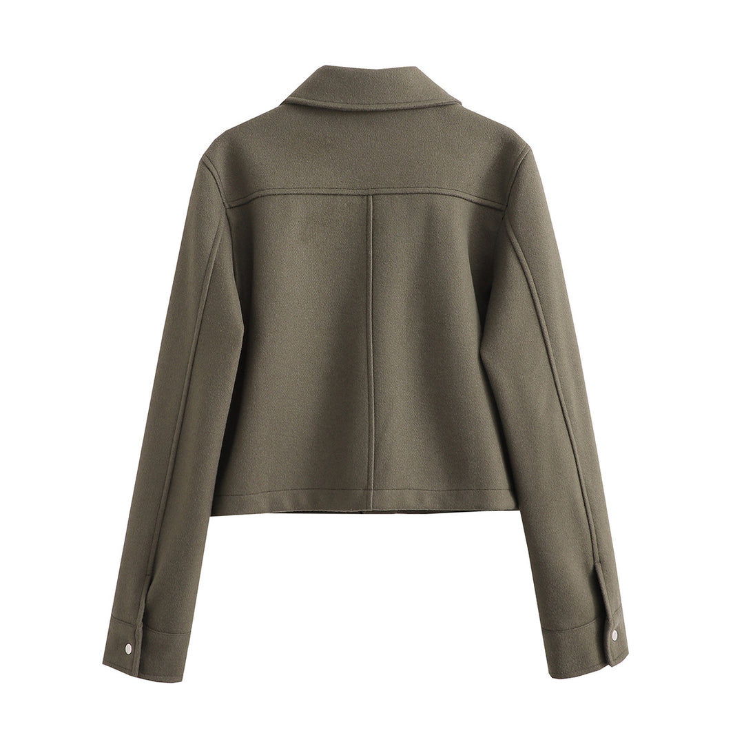 Women's short-cut wool look jacket with flap pockets and press studs Mune Fashion