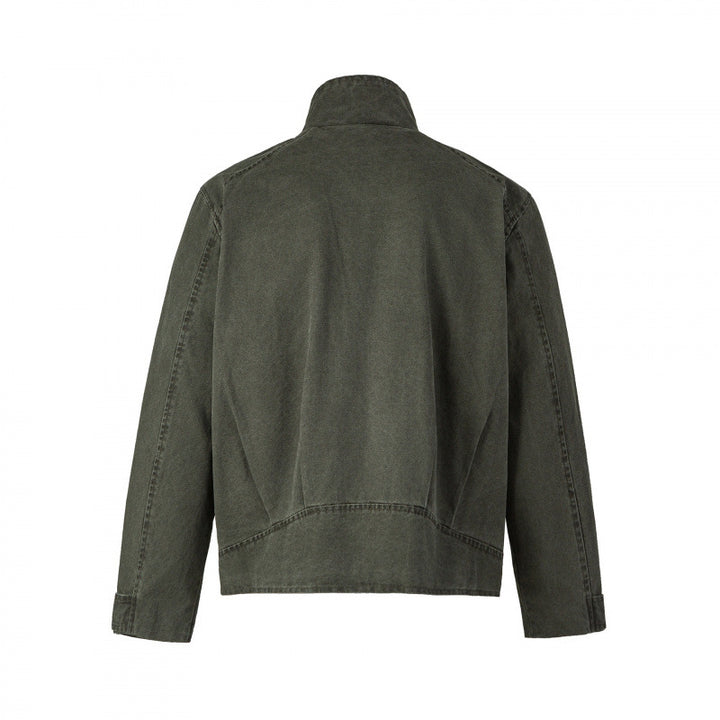 Men's short jacket made of canvas in field style with stand-up collar, zipper and multifunctional pockets Mune Fashion
