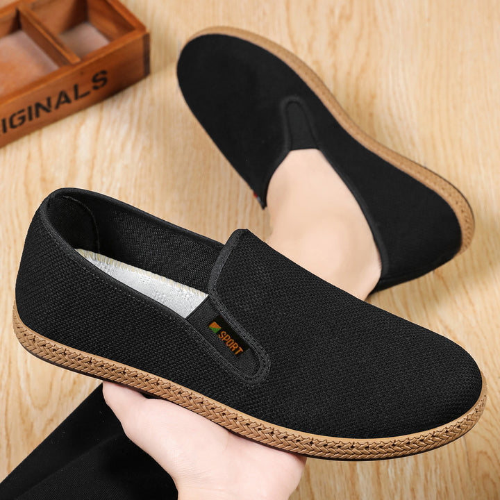 Men's lightweight slip-on casual shoe made of breathable knit with woven lightweight sole Mune Fashion