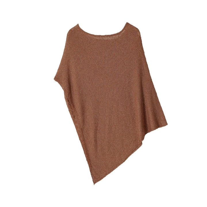 Women's lightweight knit poncho with asymmetrical hem and wide round neckline Mune Fashion
