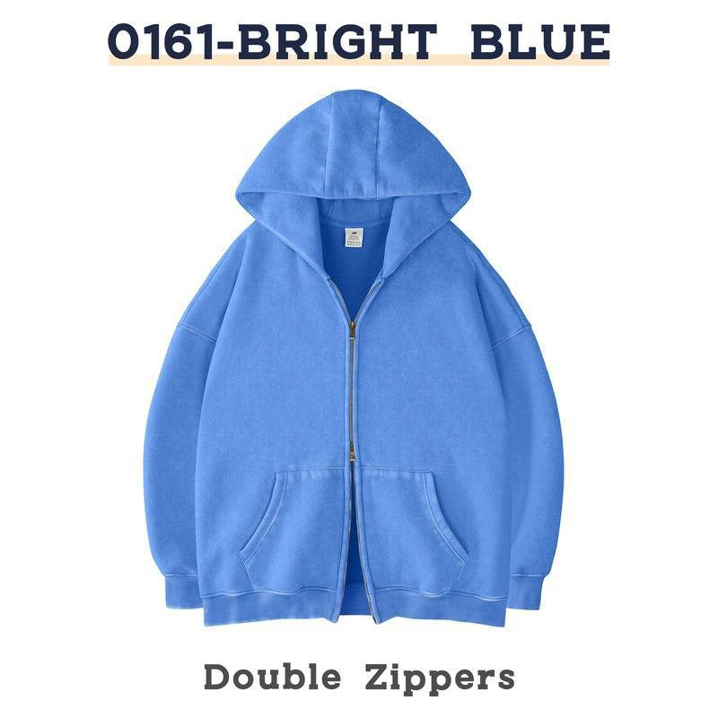 Unisex Oversized Hoodie Jacket with Double Zipper and Kangaroo Pockets Mune Fashion