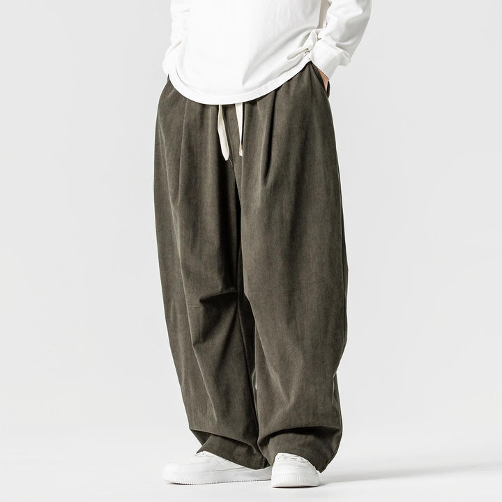 Men's wide cord pants with drawstring, pleats, and relaxed fit Mune Fashion
