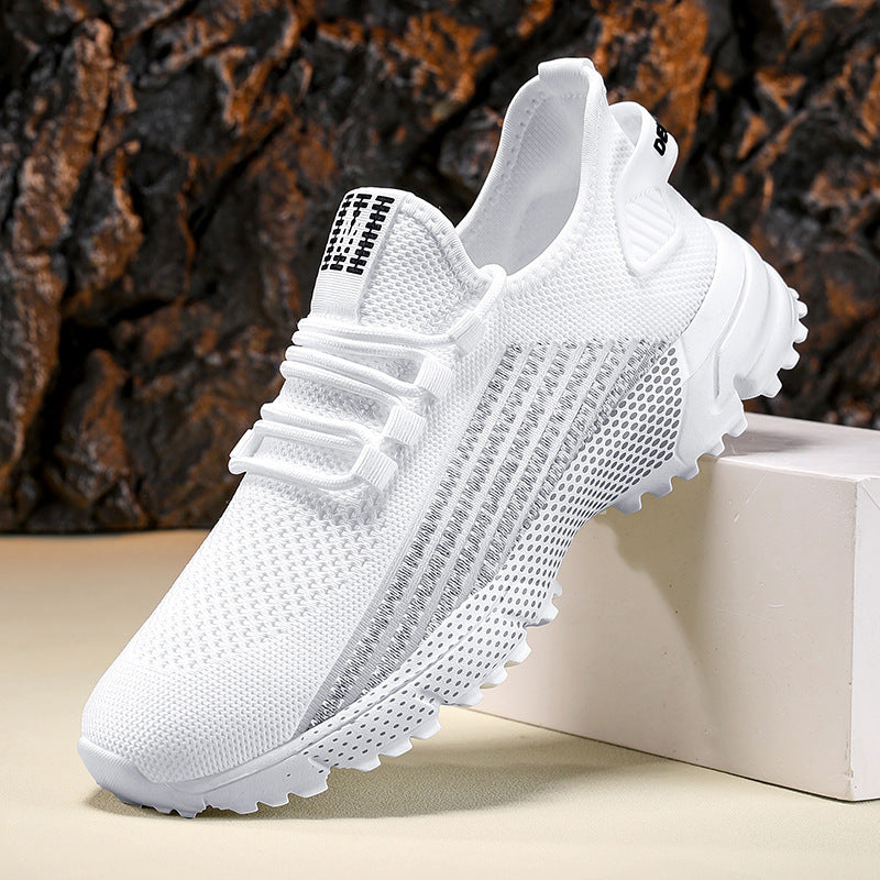 Men's breathable knitted sneakers with textured sole and padded heel cuff Mune Fashion