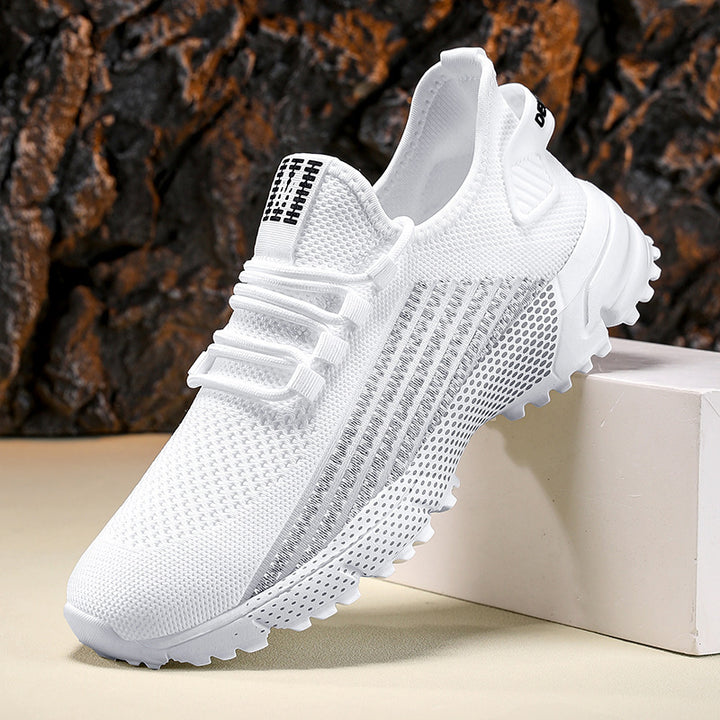 Men's breathable knitted sneakers with textured sole and padded heel cuff Mune Fashion