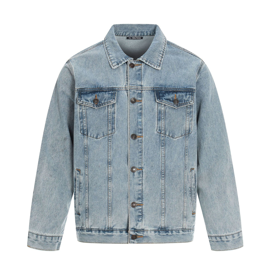 Men's jeans jacket in used effect with flap pockets and straight cut Mune Fashion