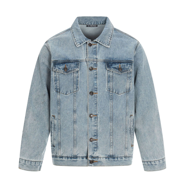Men's jeans jacket in used effect with flap pockets and straight cut Mune Fashion