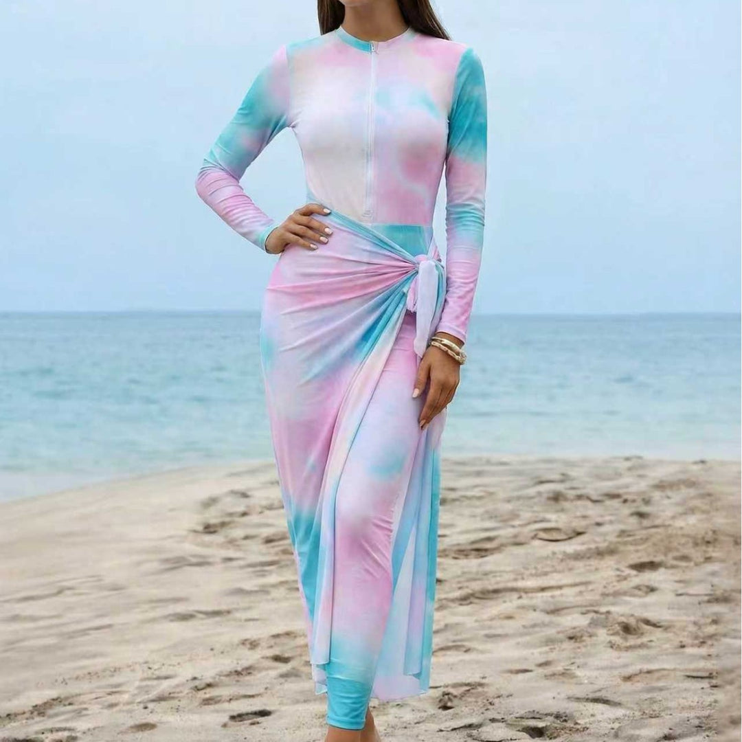 Women Elegant Surf Suit with Zipper and Wrap Detail Mune Fashion