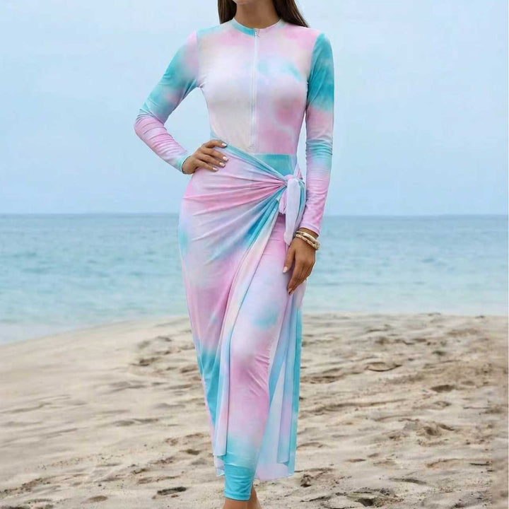 Women Elegant Surf Suit with Zipper and Wrap Detail Mune Fashion