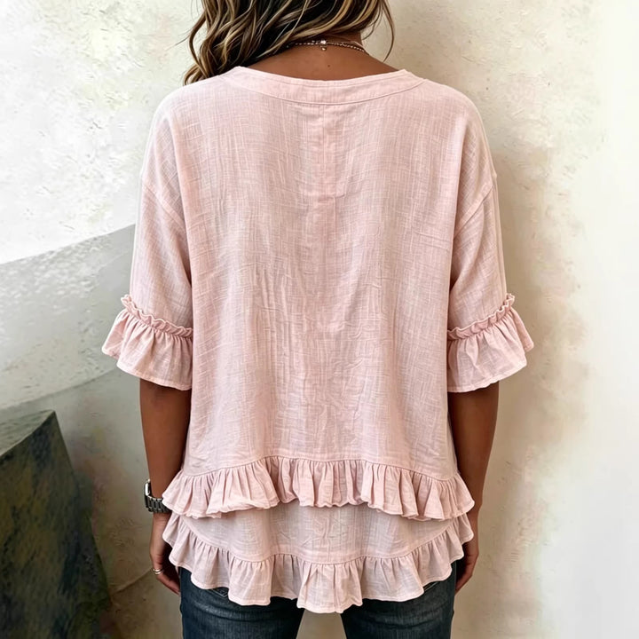 Women Playful Shirt with Ruffle Details Mune Fashion