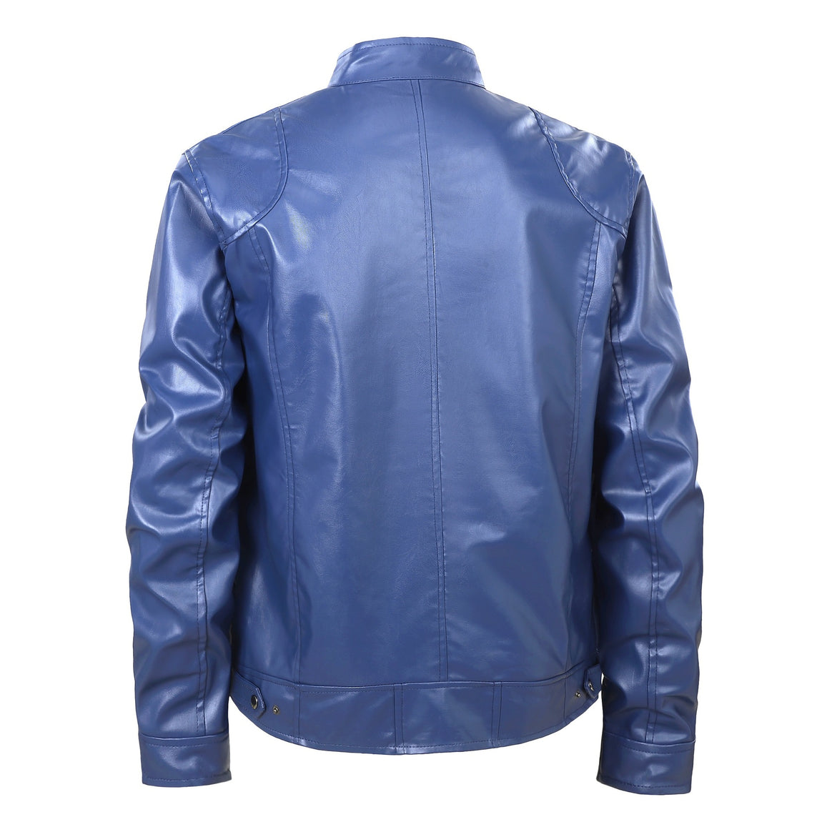 Men's Slim-Fit Biker Style Leather Jacket with Stand-up Collar, Zipper Pockets and Soft Lamb Nappa Mune Fashion