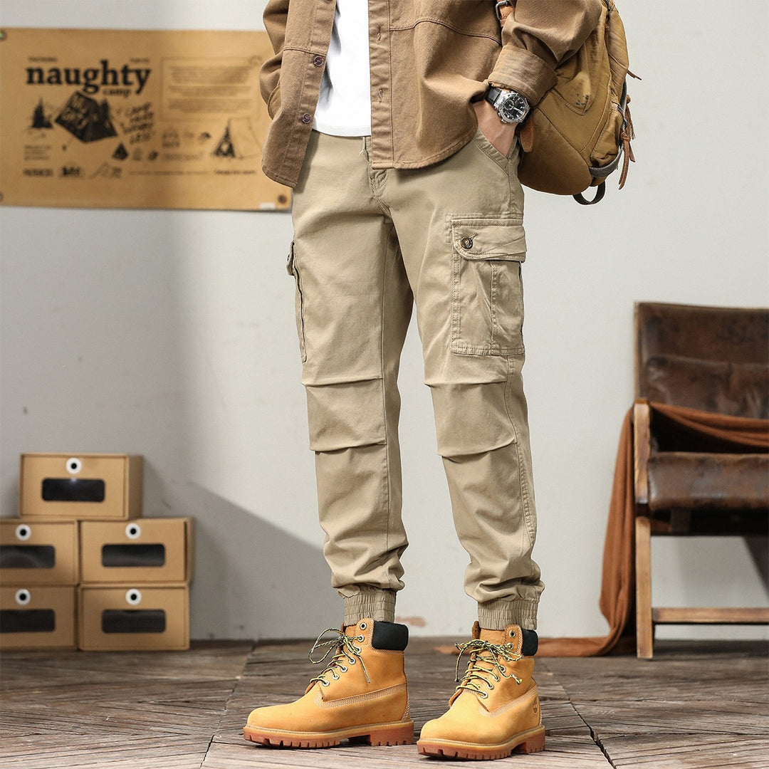 Men's Cargo Jogger Pants with Drawstring, Multiple Pockets & Elastic Cuffs Mune Fashion