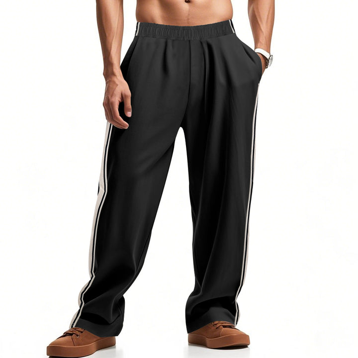 Men's casual sweat joggers with elastic waistband, side double stripes, and soft cotton blend Mune Fashion