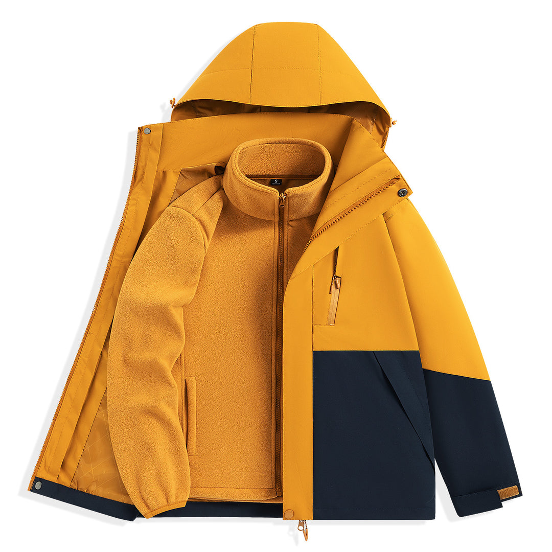 Men's two-layer outdoor parka with removable fleece inner jacket and hood Mune Fashion