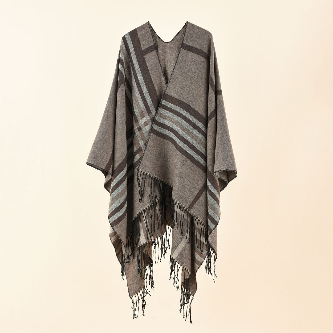 Women Jacquard Poncho with Paisley pattern Mune Fashion