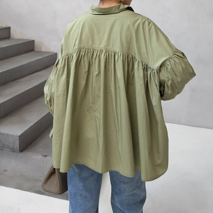 Women's oversized shirt with gathered shoulder yoke and balloon sleeves Mune Fashion