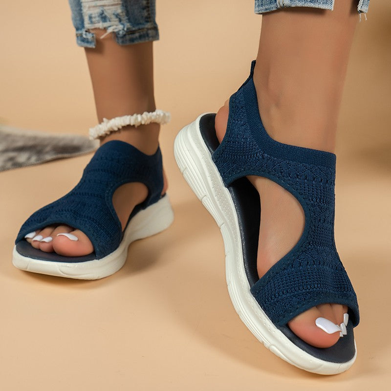 Women's Breathable Knitted Comfort Sandals with Thick Cushioning Sole Mune Fashion