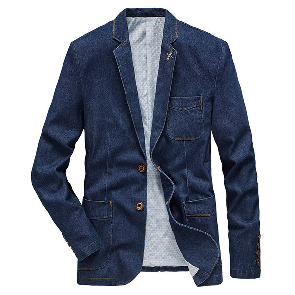 Men's jeans blazer in casual style with patch pockets Mune Fashion