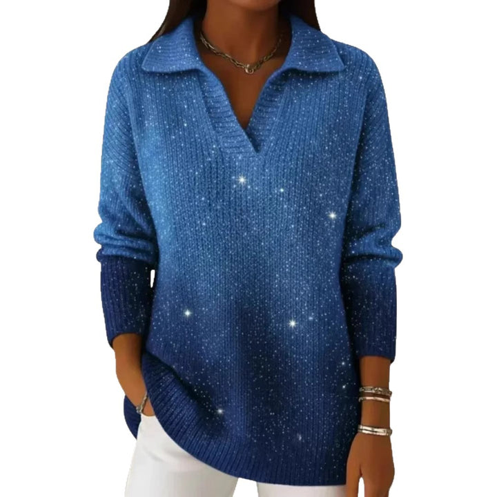 Women's Fashionable Knit Sweater with V-Neck