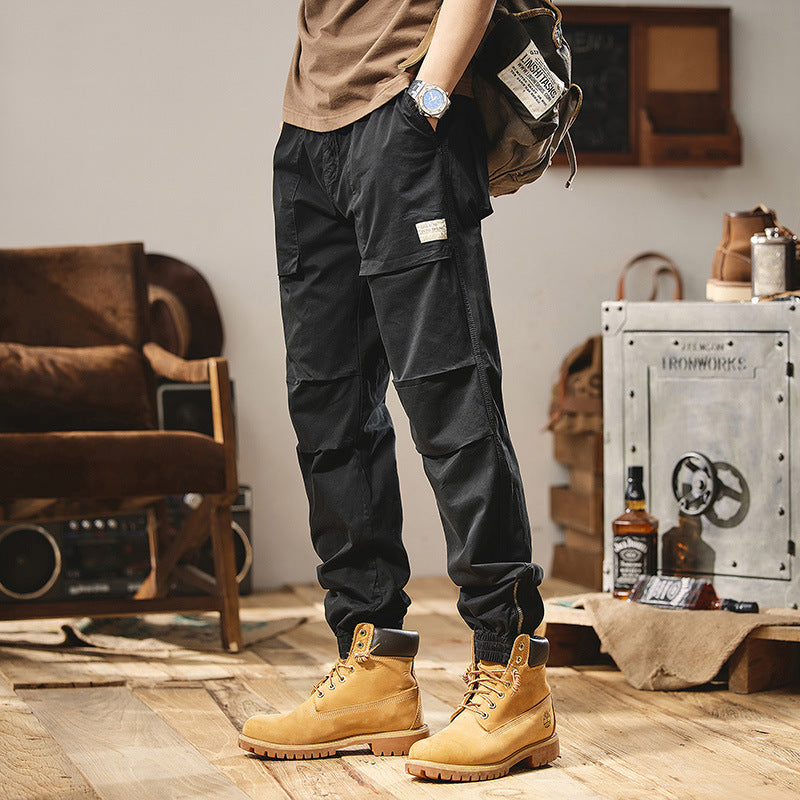 Men's Robust Canvas Field Joggers with Knee Inserts, Patch Utility Pockets, and Elastic Ankle Hem Mune Fashion
