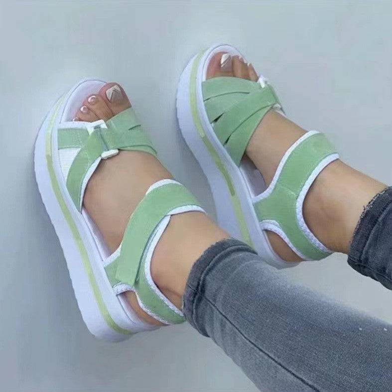 Women's sporty wedge sandals with adjustable Velcro straps and padded comfort insole Mune Fashion