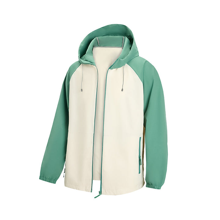 Herren Leichte Kapuzen‑Windbreaker‑Jacke mit Raglanärmeln, Zwei-Wege‑Reißverschluss und verdeckten Reißverschlusstaschen Mune Fashion