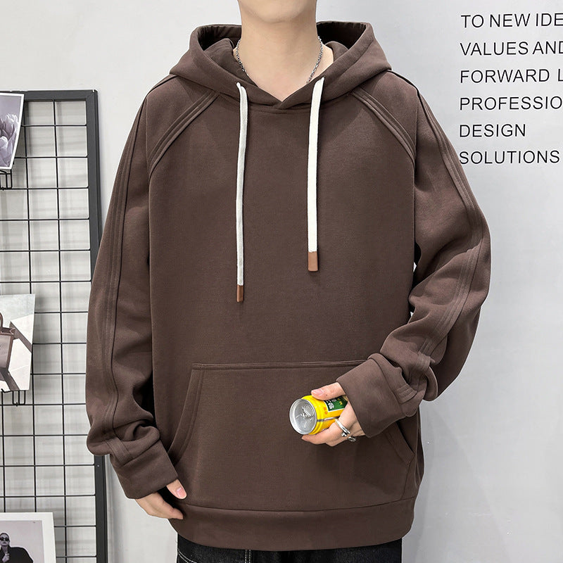 Men's Oversize Hoodie with Kangaroo Pocket Raglan Sleeves and Extra Long Cords Mune Fashion