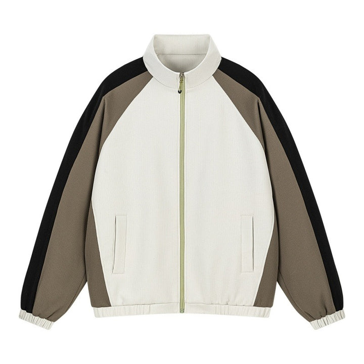 Men's Multicolored Track Jacket with Stand-Up Collar, Raglan Sleeves, and Full Zip Mune Fashion